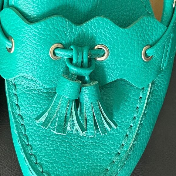Talbots leather Turquoise Tassel Loafers /Driving Shoes SZ 8 - Picture 3 of 11
